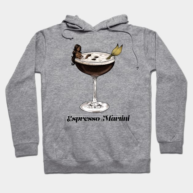 Espresso Martini Cocktail Mermaid Hoodie by Elizabeth Weglein Art